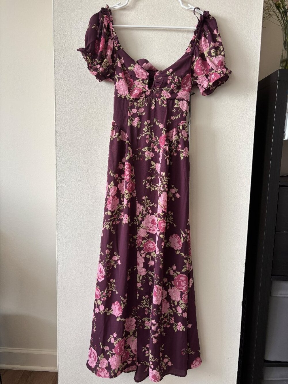Crystal Sky Purple Floral Short Sleeve Maxi Dress - NWT - Size Small